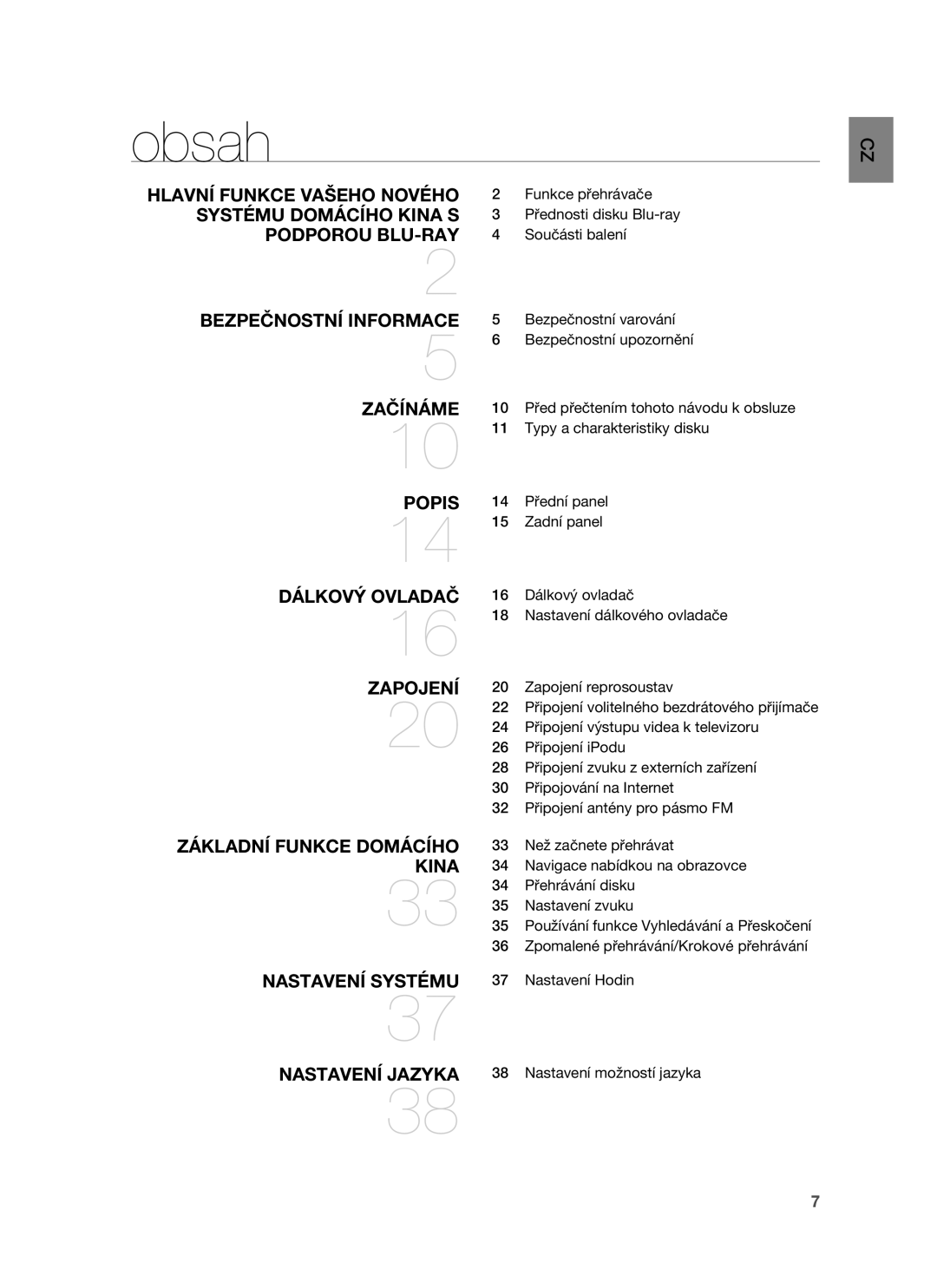 Samsung HT-BD1250R/XET, HT-BD1255R/EDC, HT-BD1252R/EDC, HT-BD1250R/EDC, HT-BD1255R/XET manual Obsah 