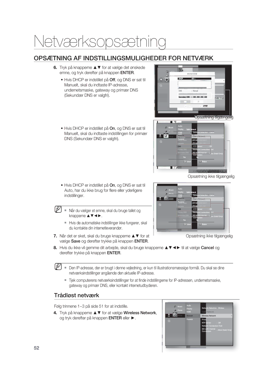 Samsung HT-BD1250R/XEE, HT-BD1255R/XEE, HT-BD1252R/XEE manual Trådløst netværk 