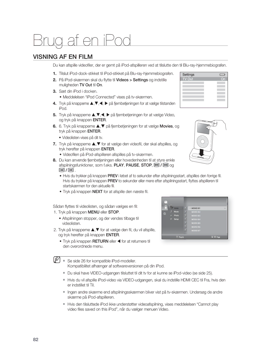 Samsung HT-BD1250R/XEE, HT-BD1255R/XEE, HT-BD1252R/XEE manual Visning AF EN Film 