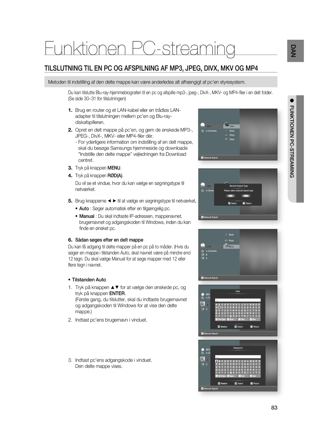 Samsung HT-BD1252R/XEE, HT-BD1255R/XEE, HT-BD1250R/XEE manual Funktionen PC-streaming 