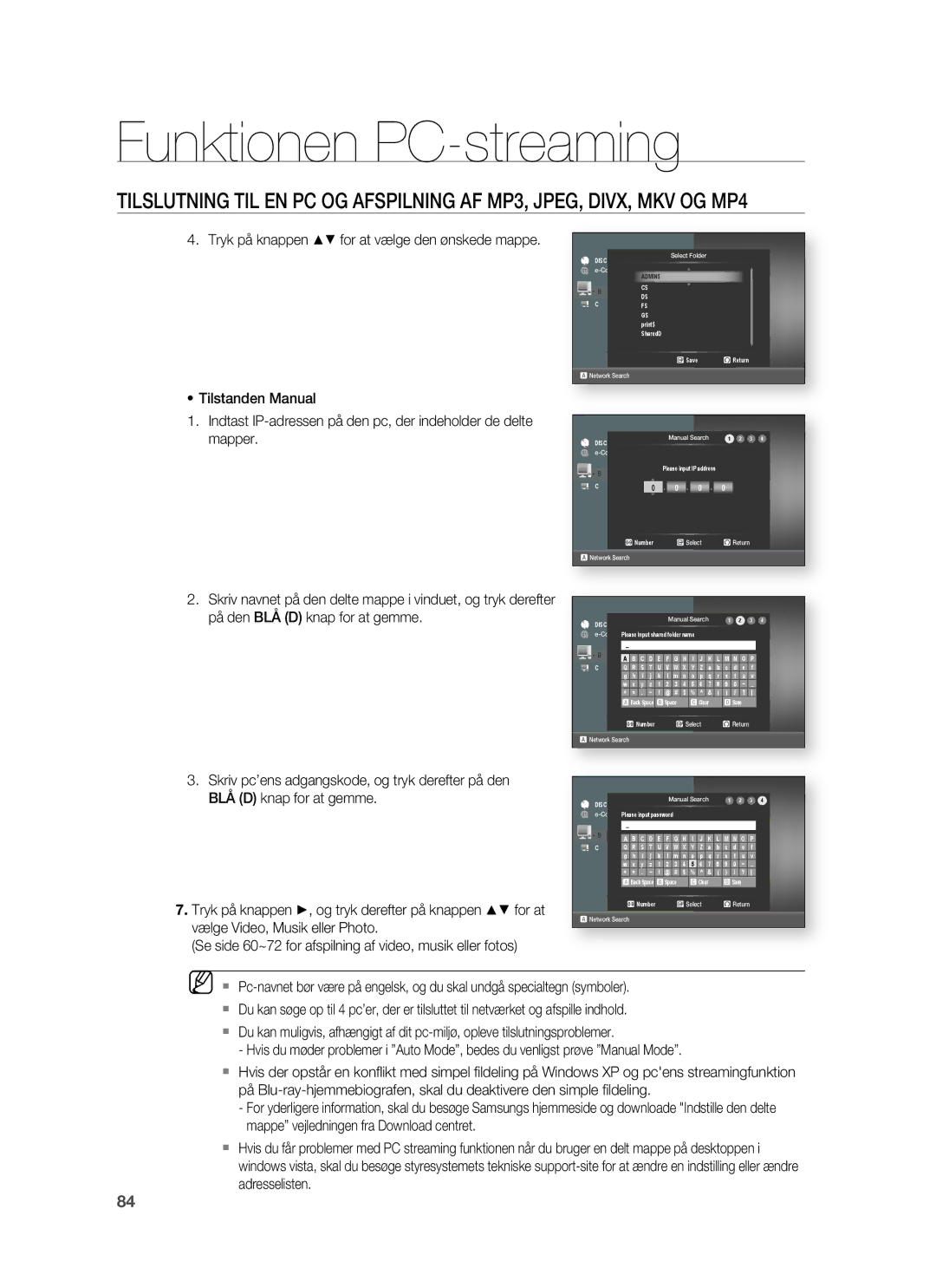 Samsung HT-BD1255R/XEE, HT-BD1250R/XEE, HT-BD1252R/XEE manual Tryk på knappen for at vælge den ønskede mappe 