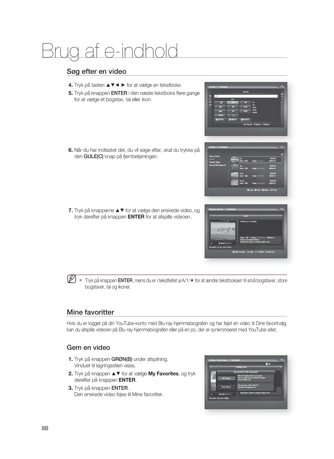 Samsung HT-BD1250R/XEE, HT-BD1255R/XEE, HT-BD1252R/XEE manual Mine favoritter, Gem en video 