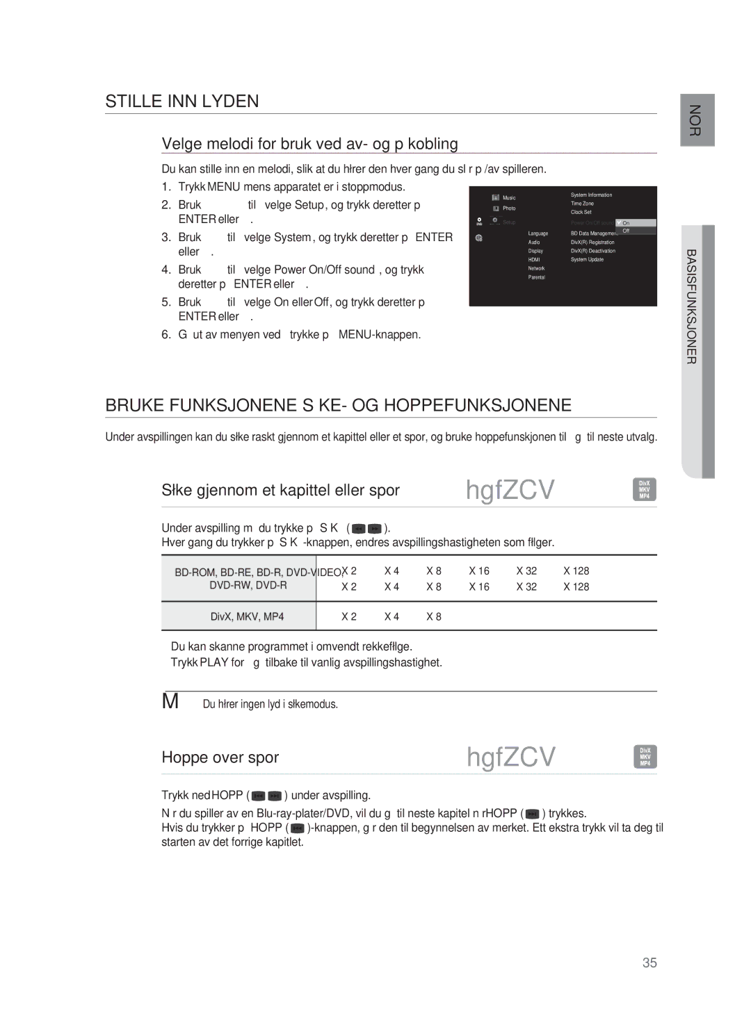 Samsung HT-BD1252R/XEE Stille INN Lyden, Bruke Funksjonene SØKE- OG Hoppefunksjonene, Søke gjennom et kapittel eller spor 