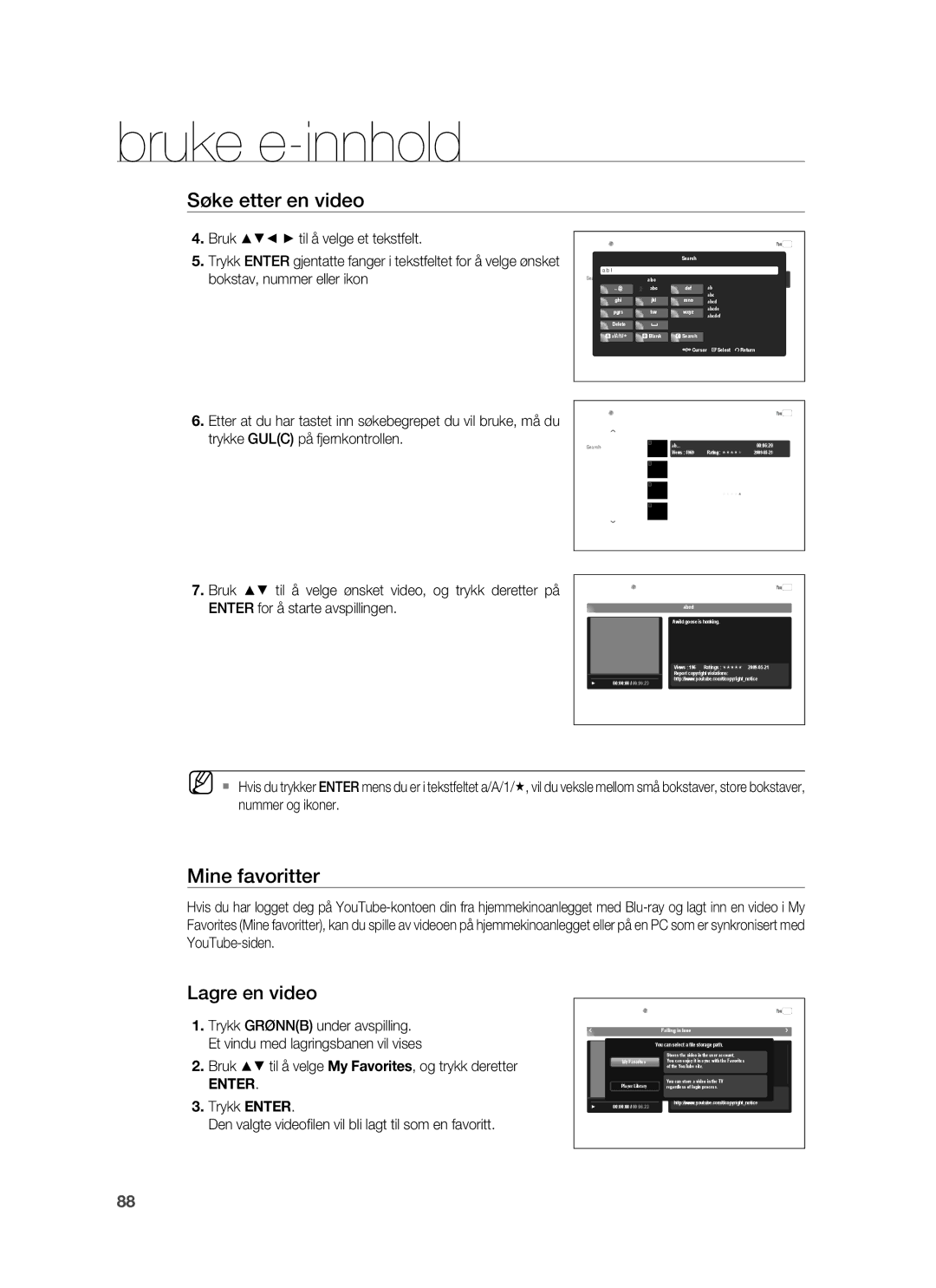 Samsung HT-BD1250R/XEE, HT-BD1255R/XEE, HT-BD1252R/XEE manual Søke etter en video 