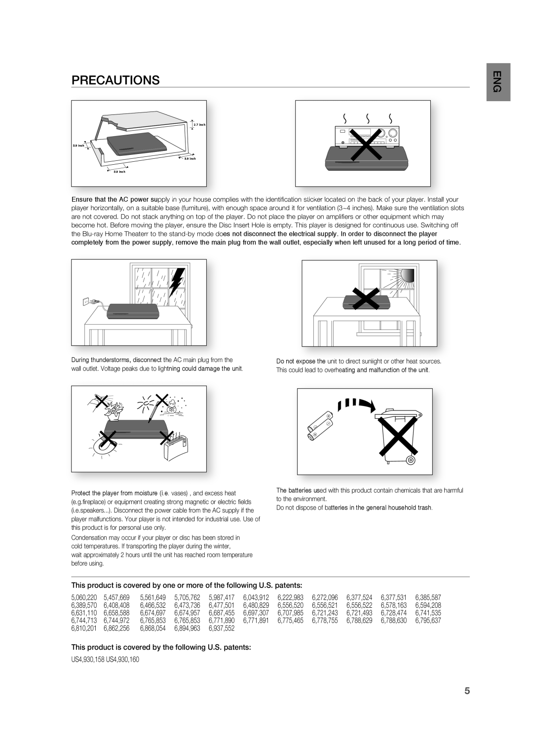 Samsung HT-BD2 manual Precautions 