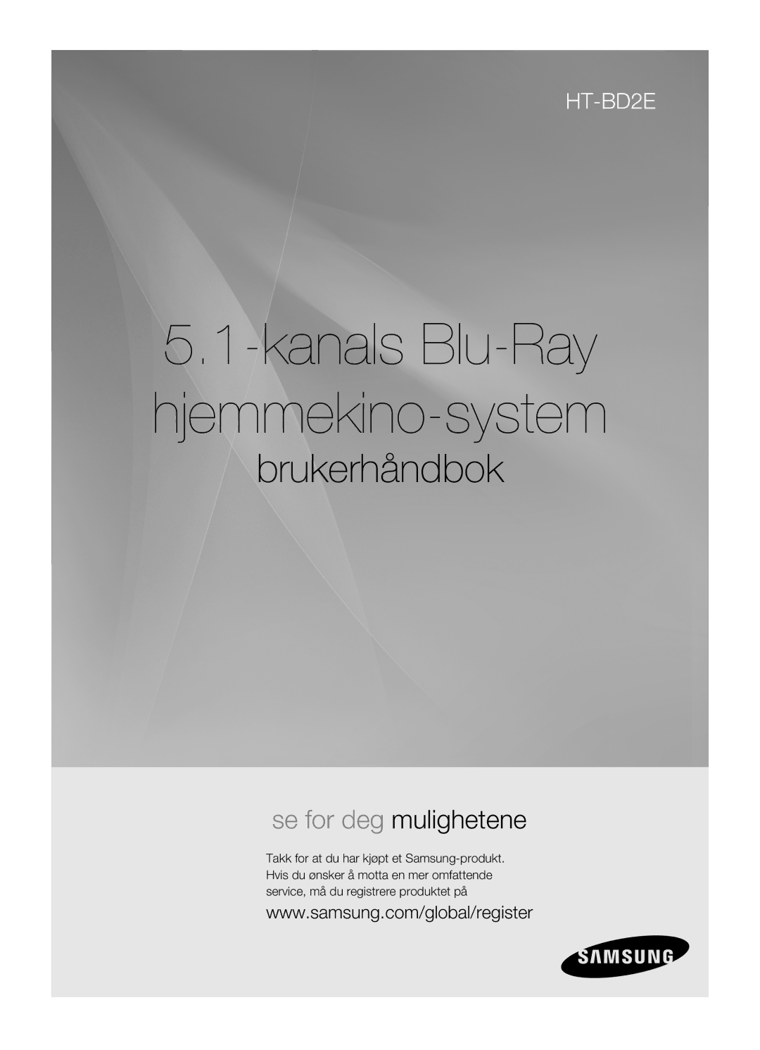 Samsung HT-BD2R/XEE manual 1CH Blu-ray Hemmabiosystem, Tack för att du har köpt den här produkten från Samsung 