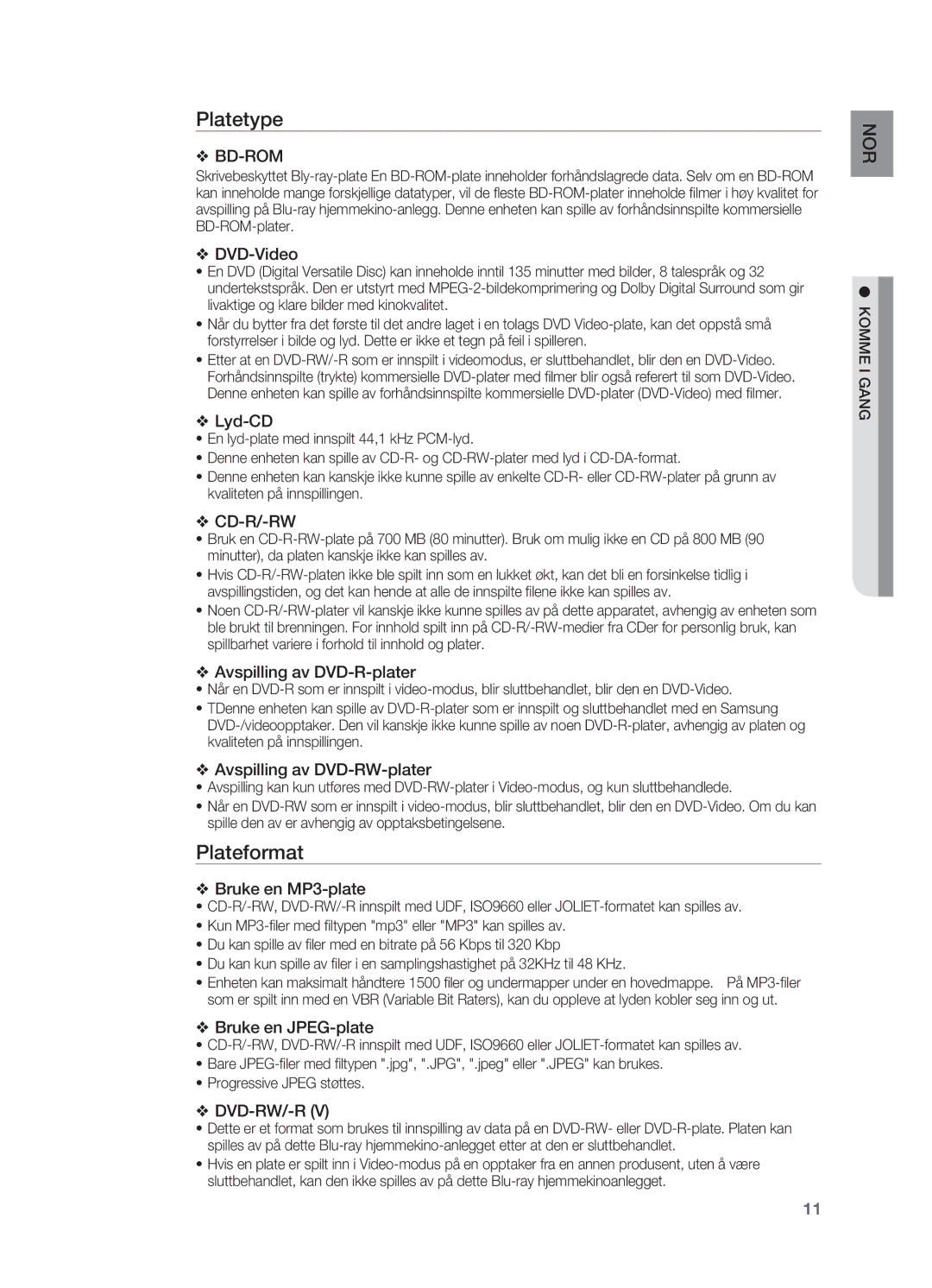 Samsung HT-BD2R/XEE, HT-BD2ER/XEE manual Platetype, Plateformat 