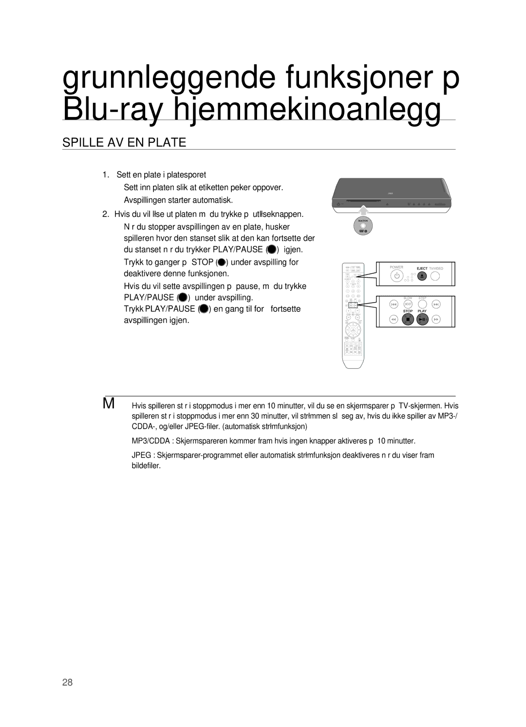 Samsung HT-BD2ER/XEE, HT-BD2R/XEE manual Spille AV EN Plate 