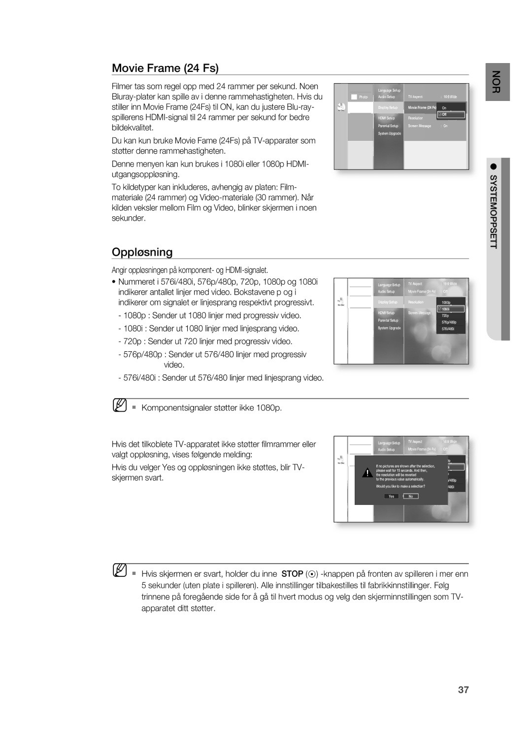 Samsung HT-BD2R/XEE, HT-BD2ER/XEE manual Oppløsning 