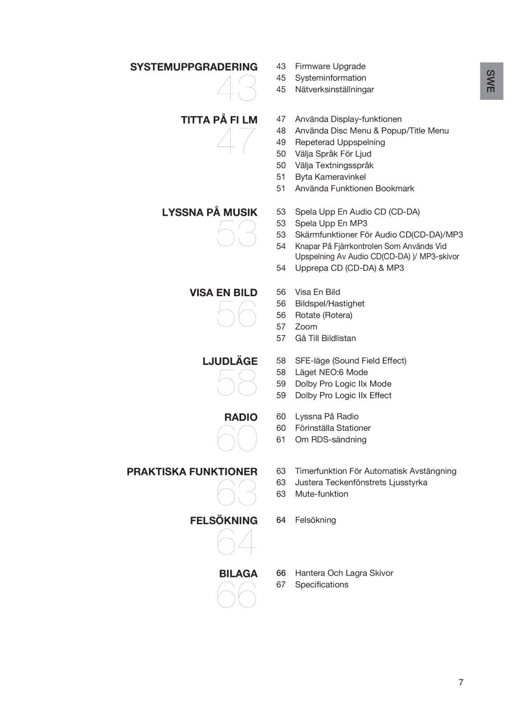 Samsung HT-BD2R/XEE, HT-BD2ER/XEE manual Swe 