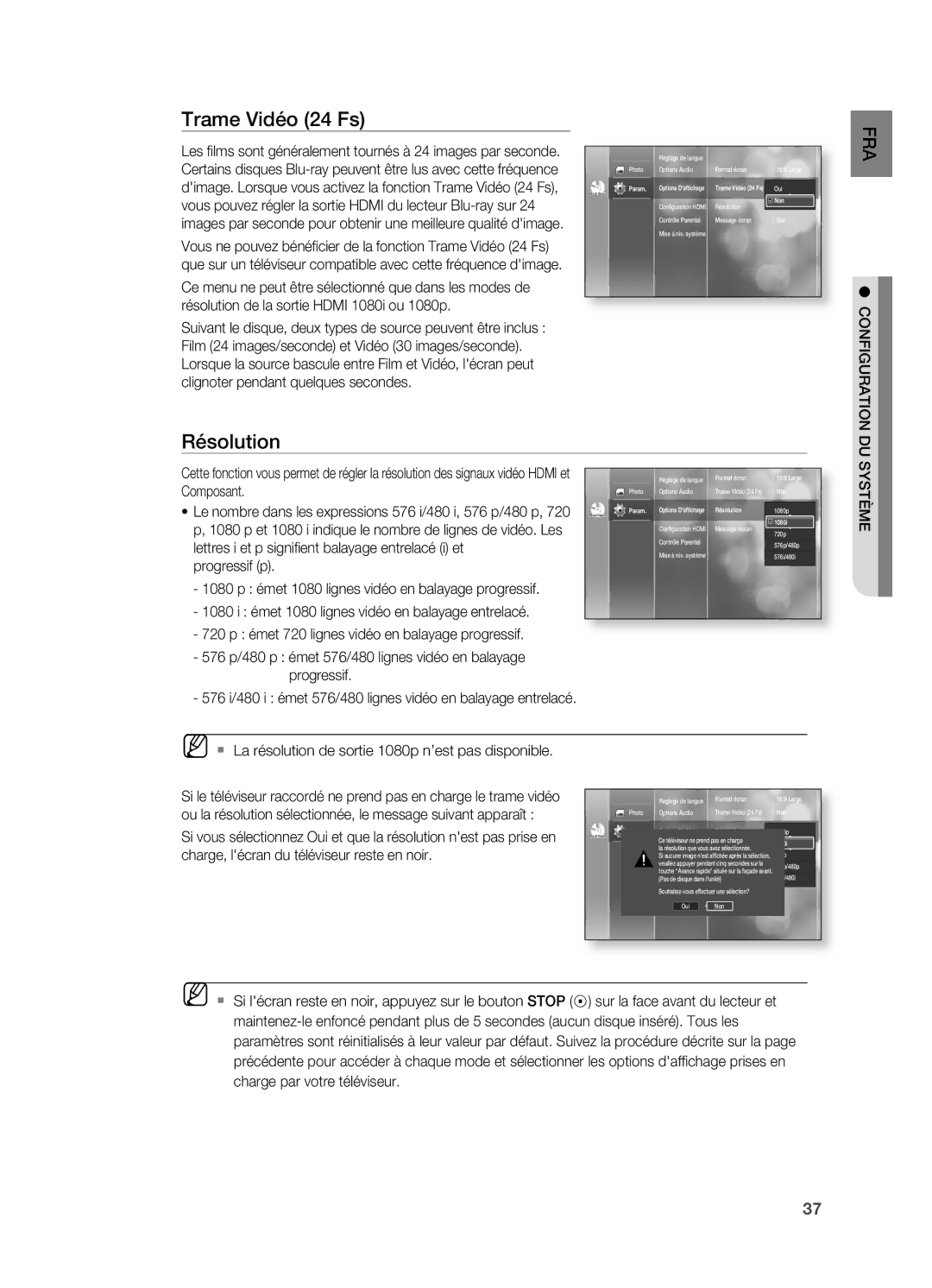 Samsung HT-BD2ER/XEF manual Résolution, Composant, Lettres i et p signifi ent balayage entrelacé i et, Progressif p 