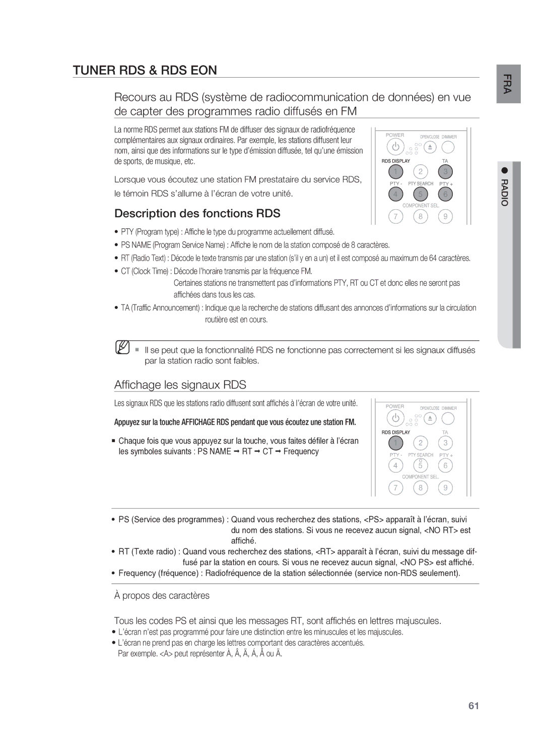 Samsung HT-BD2ER/XEF manual Tuner RDS & RDS EON, Description des fonctions RDS, Affichage les signaux RDS, Radio 