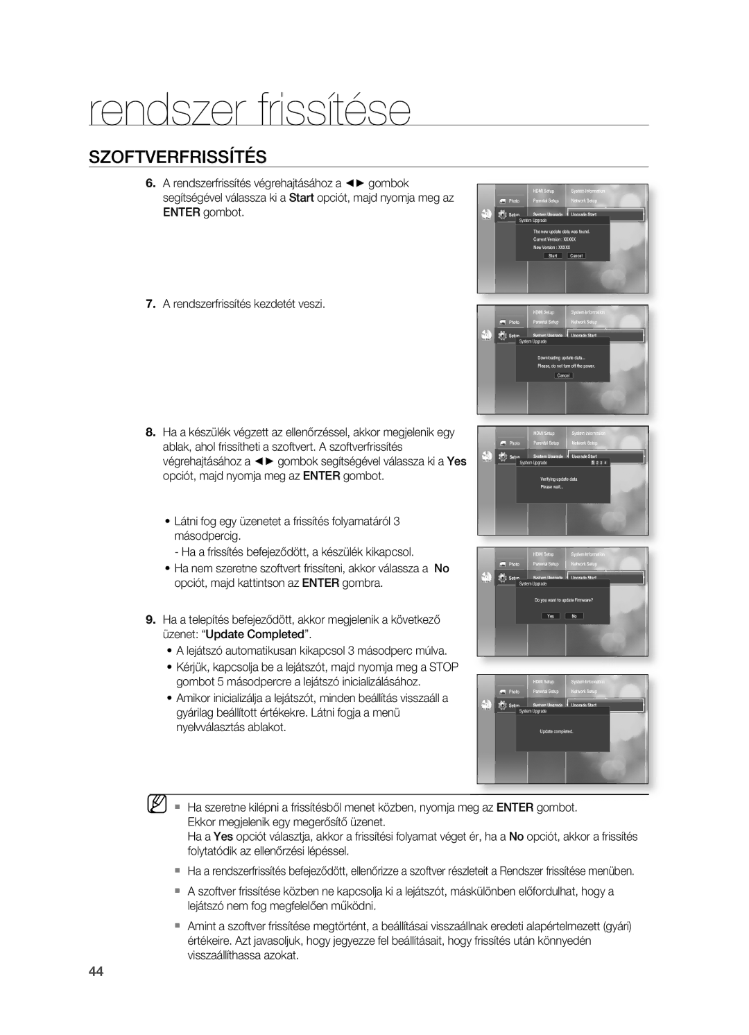 Samsung HT-BD2ER/EDC, HT-BD2ER/XET, HT-BD2ER/XEE manual System Upgrade 