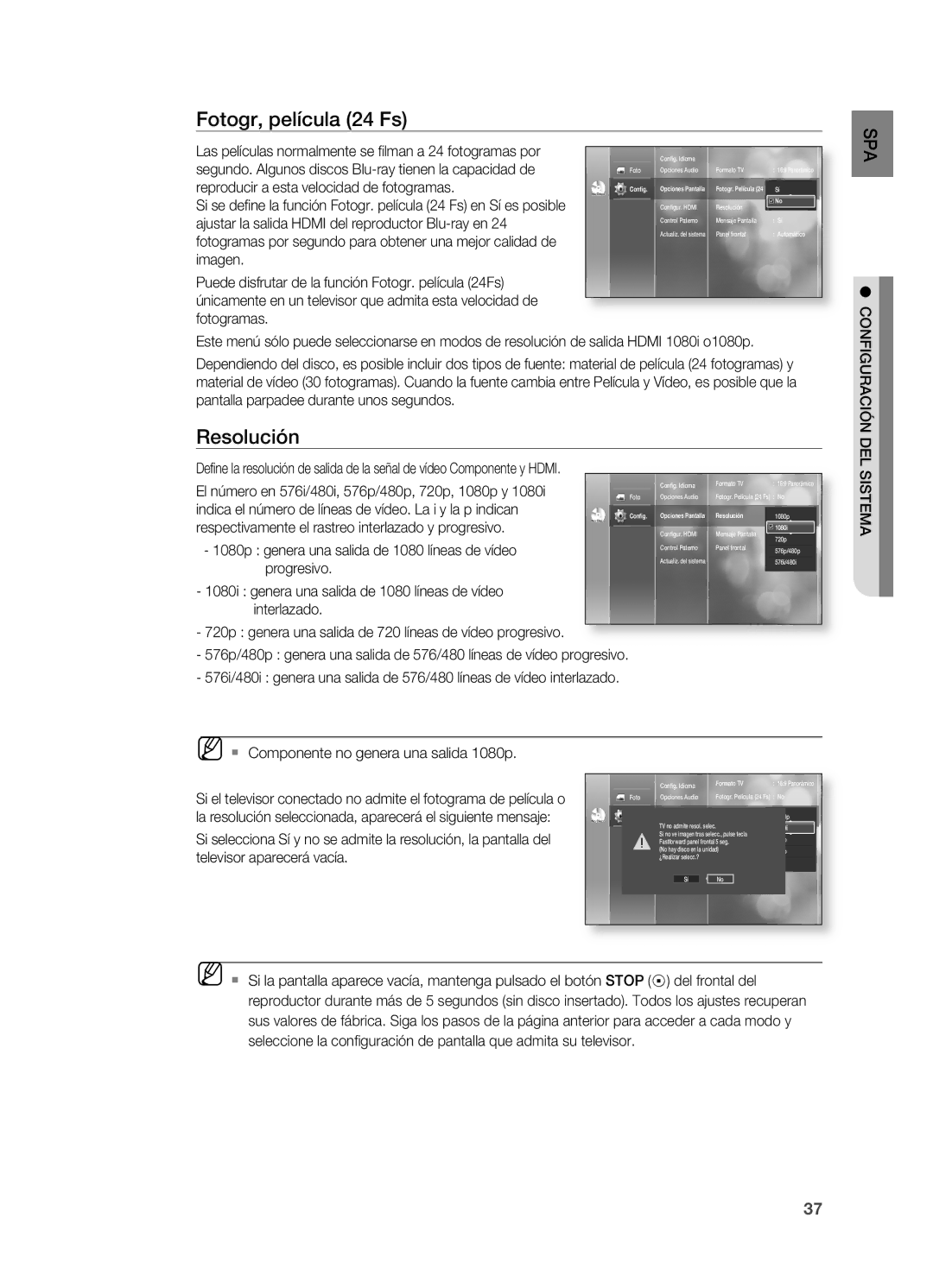 Samsung HT-BD2ER/XET manual Resolución 