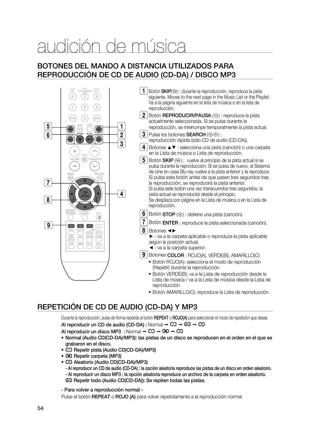 Samsung HT-BD2ER/XET Repetición DE CD DE Audio CD-DA y MP3, Reproducción, se interrumpe temporalmente la pista actual 