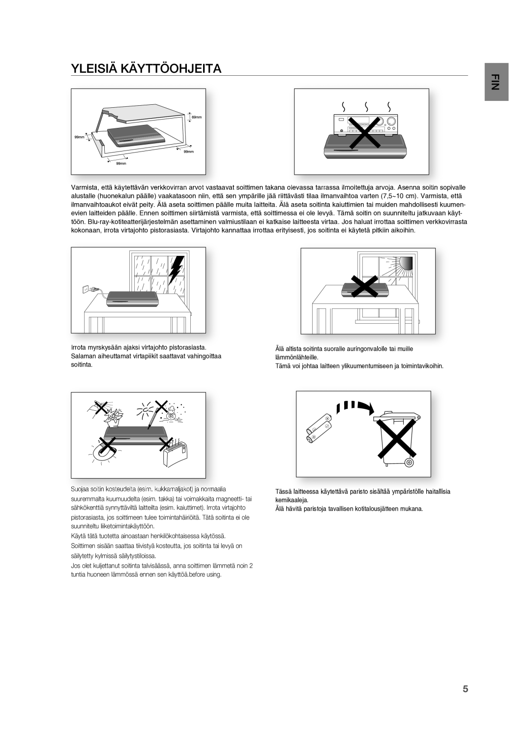 Samsung HT-BD2R/XEE manual Yleisiä Käyttöohjeita FIN 