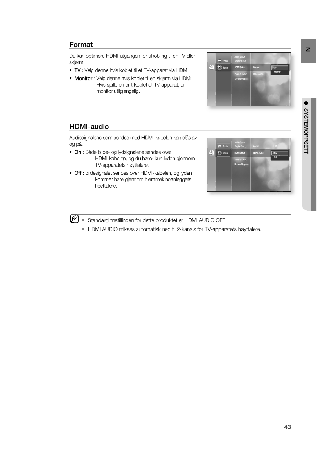 Samsung HT-BD2R/XEE manual Format, HDMI-audio 