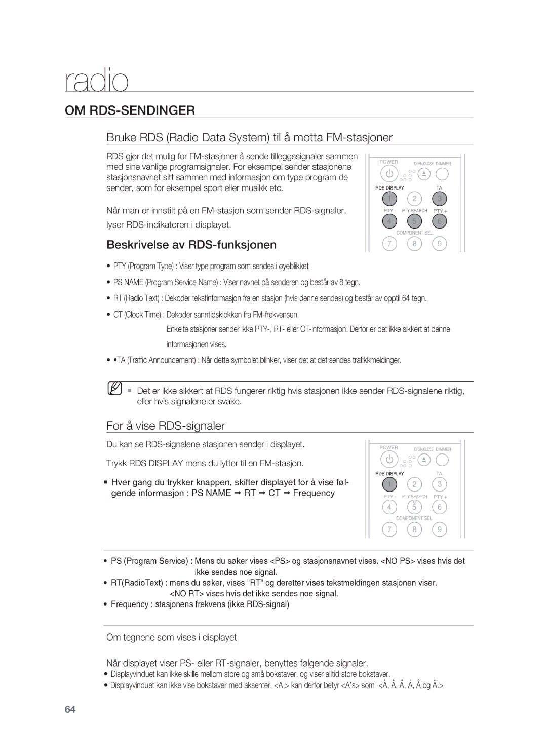 Samsung HT-BD2R/XEE Om RDS-sendinger, Bruke RDS Radio Data System til å motta FM-stasjoner, Beskrivelse av RDS-funksjonen 