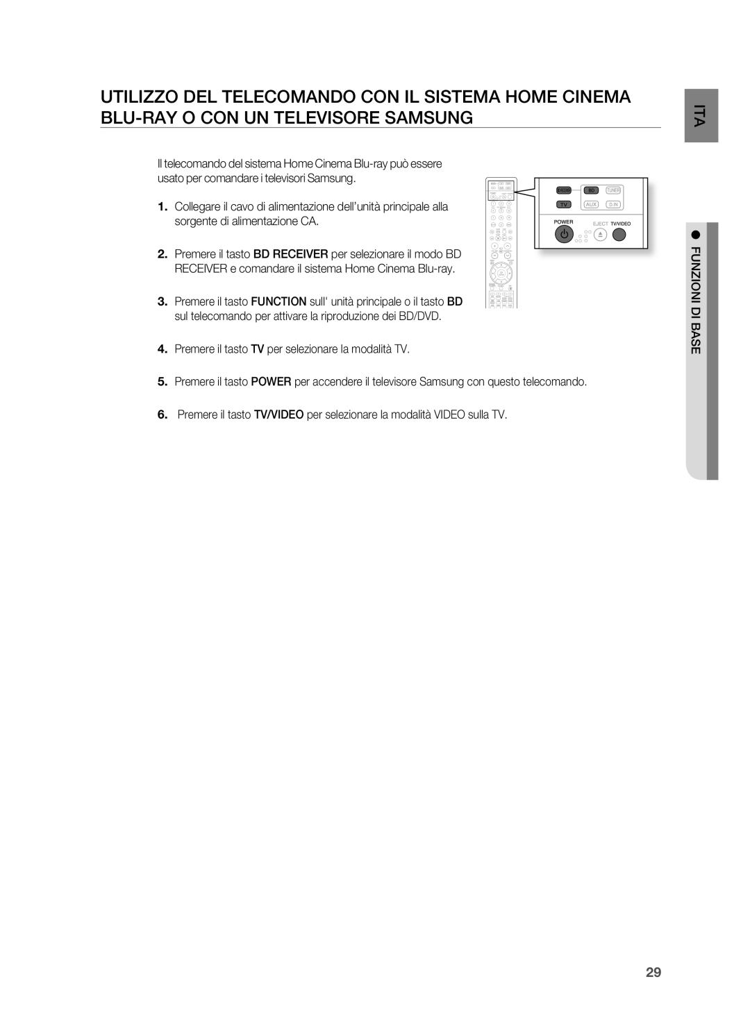 Samsung HT-BD2R/XEF, HT-BD2R/XET manual FUNzIONI DI Base 