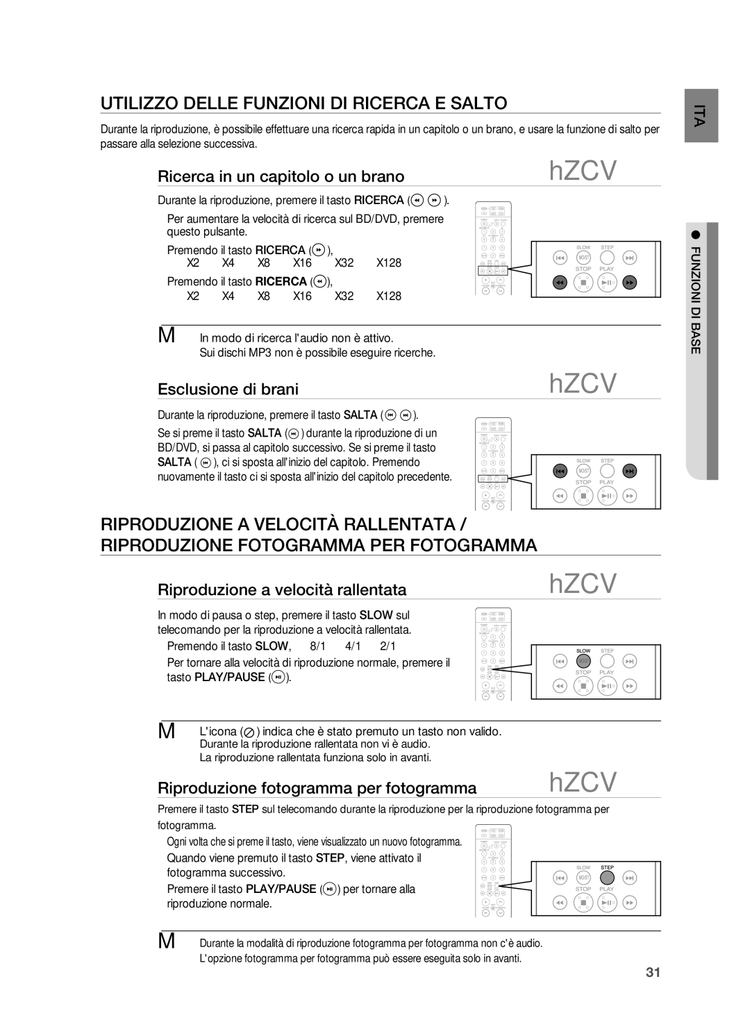 Samsung HT-BD2R/XEF UTILIzzO Delle FUNzIONI DI Ricerca E Salto, Ricerca in un capitolo o un brano, Esclusione di brani 