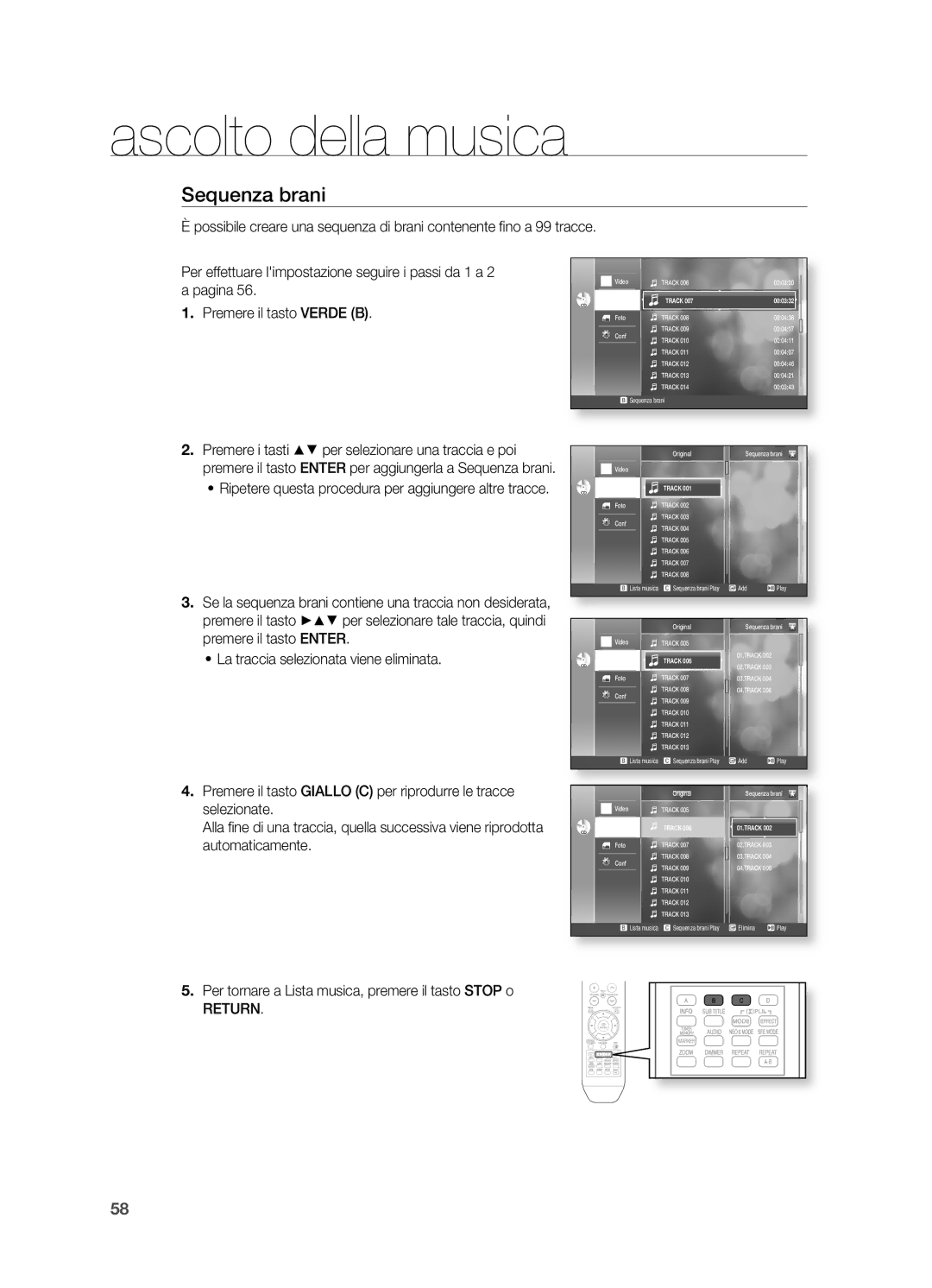 Samsung HT-BD2R/XET, HT-BD2R/XEF manual Sequenza brani 