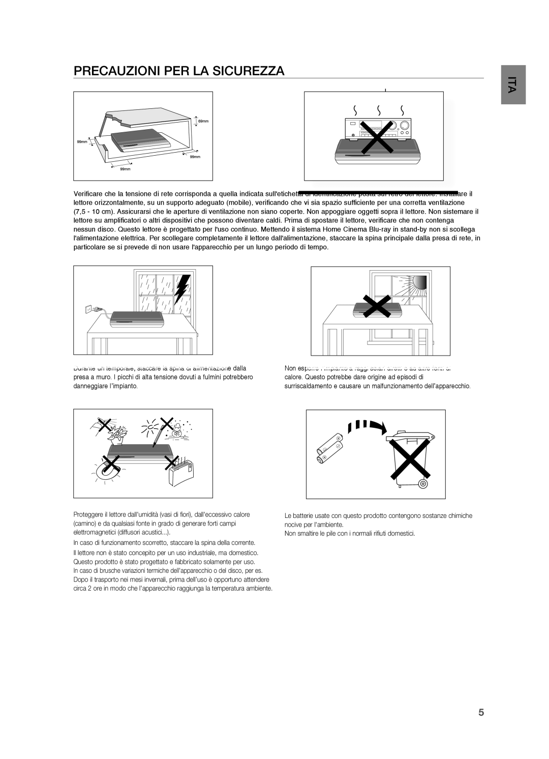 Samsung HT-BD2R/XEF, HT-BD2R/XET manual PRECAUzIONI PER LA SICUREzzA 