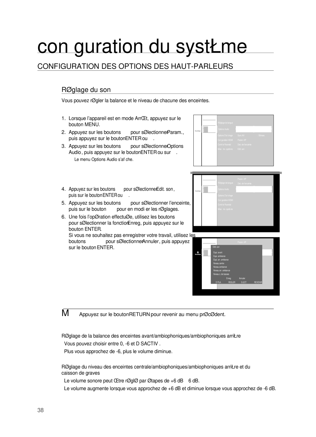 Samsung HT-BD2R/XEF manual Réglage du son, Edit. son 