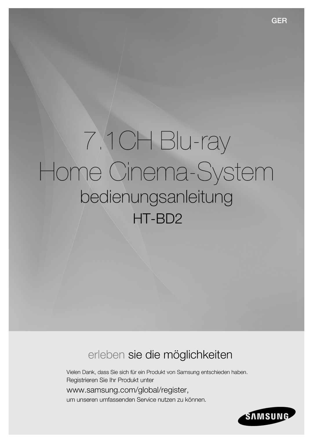 Samsung HT-BD2R/XEF manual 1CH Blu-ray Home Cinema-System 