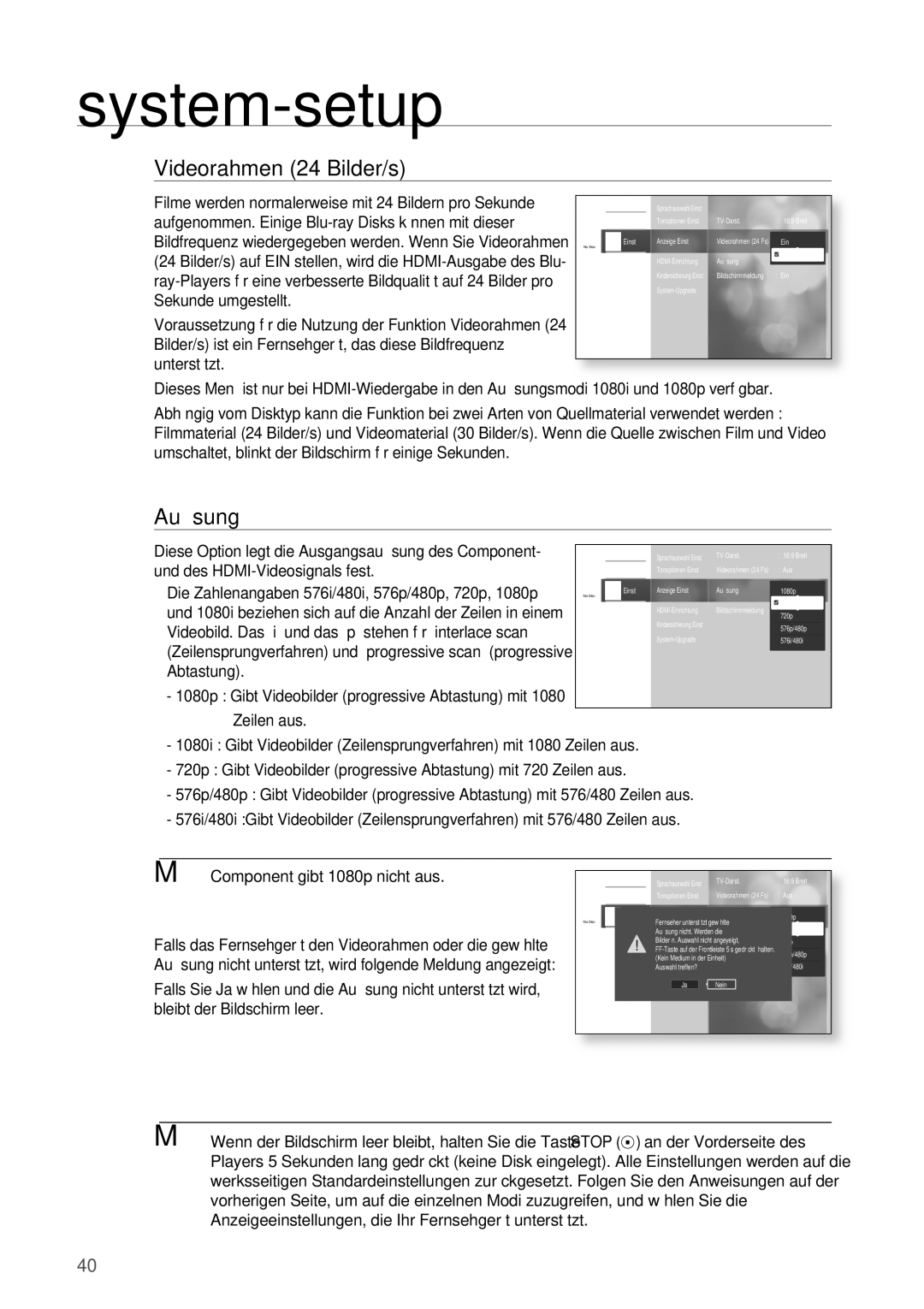 Samsung HT-BD2R/XEF manual Aufl ösung 