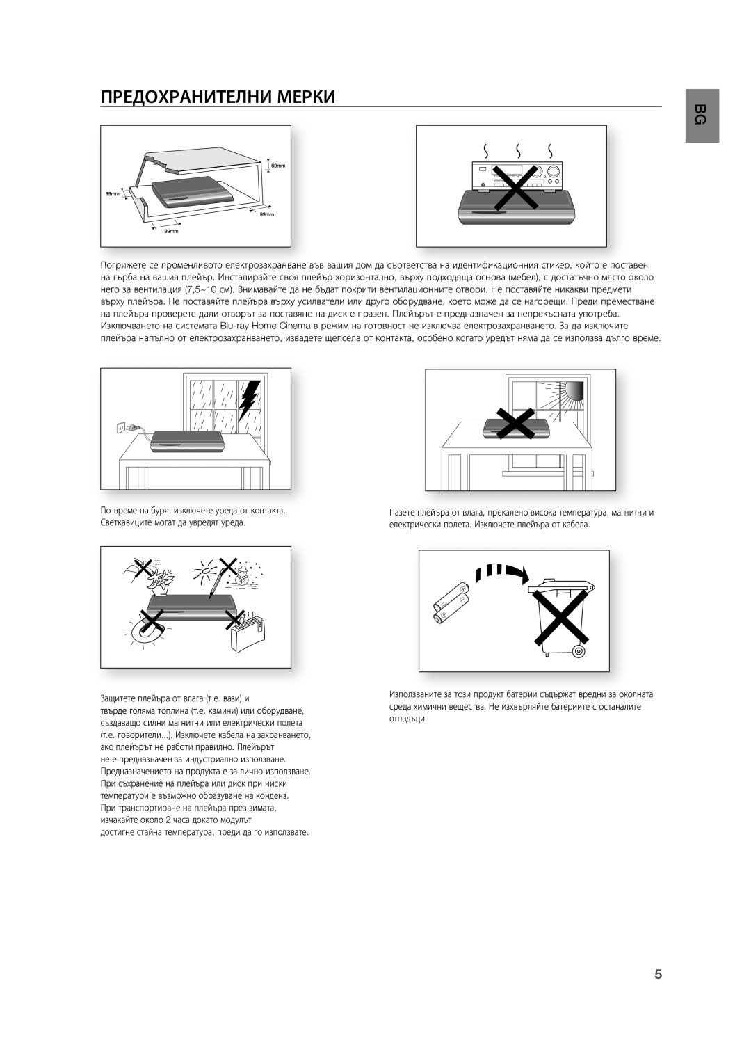 Samsung HT-BD2R/XEO manual Предохранителни Мерки BG 