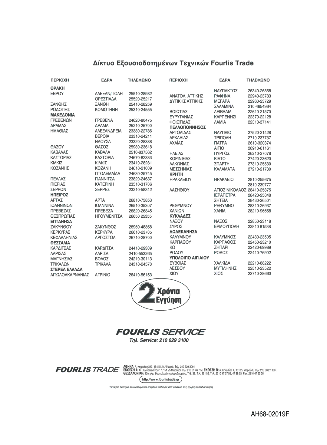 Samsung HT-BD2R/XEO manual AH68-02019F 