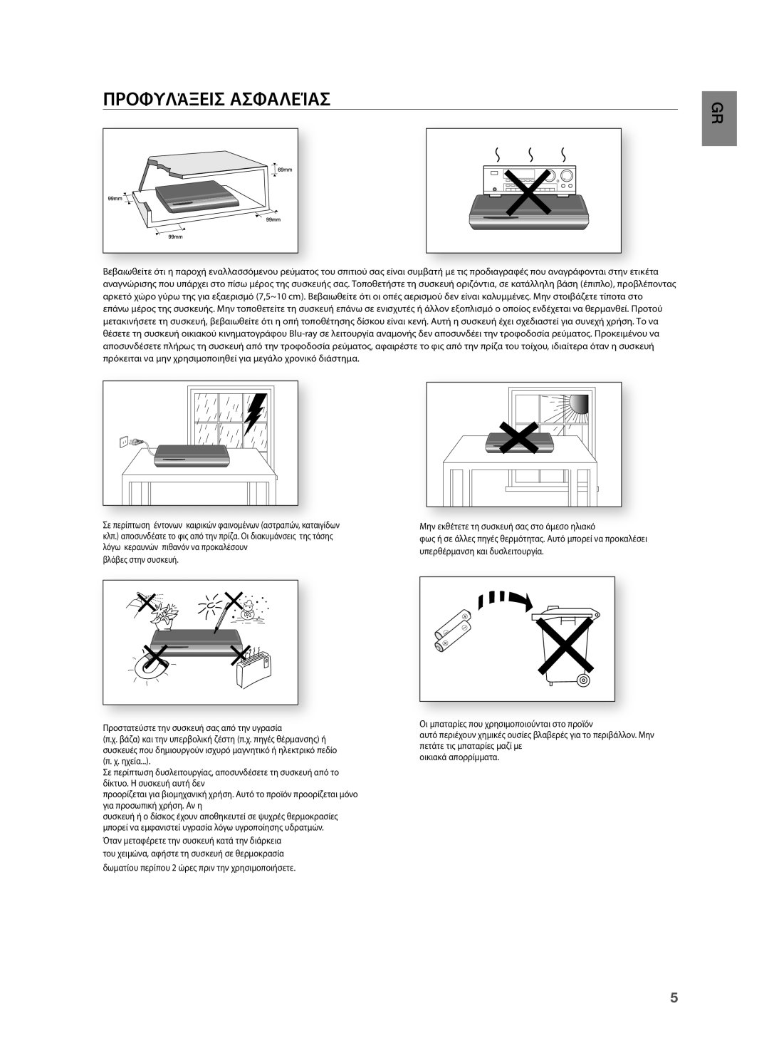 Samsung HT-BD2R/XEO manual Προφυλάξεισ Ασφαλείασ 