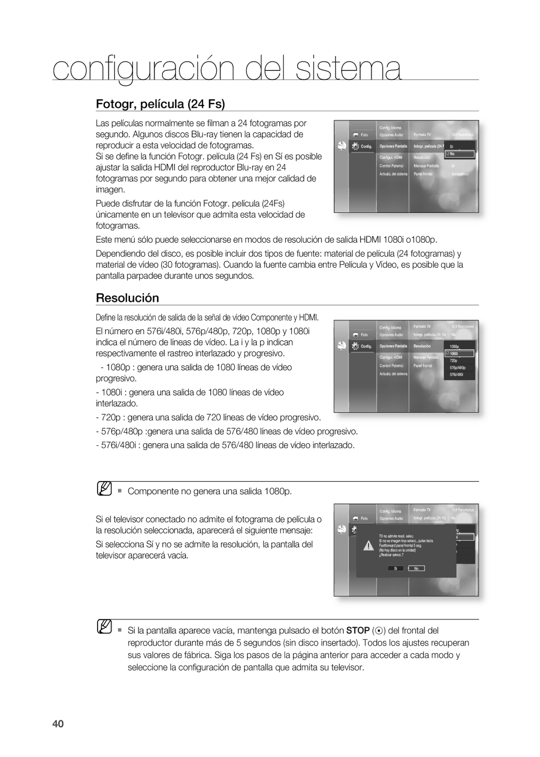 Samsung HT-BD2R/XEO, HT-BD2R/XET manual Resolución 