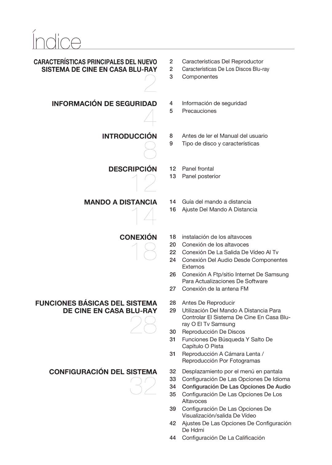 Samsung HT-BD2R/XEO, HT-BD2R/XET manual Índice 