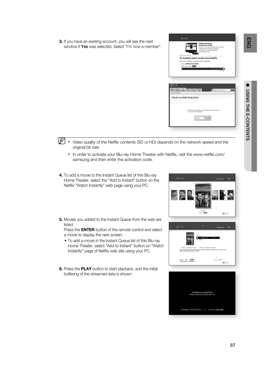 Samsung HT-BD3252 user manual Using The E-Contents 
