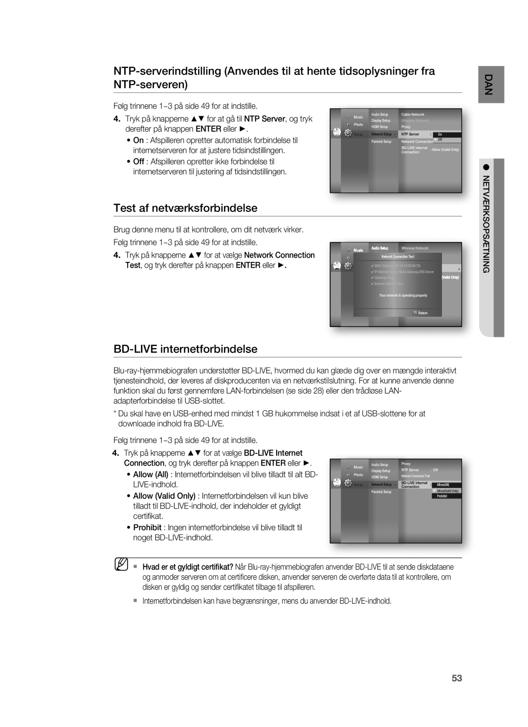 Samsung HT-BD6200R/XEE manual BD-LIVE internetforbindelse 