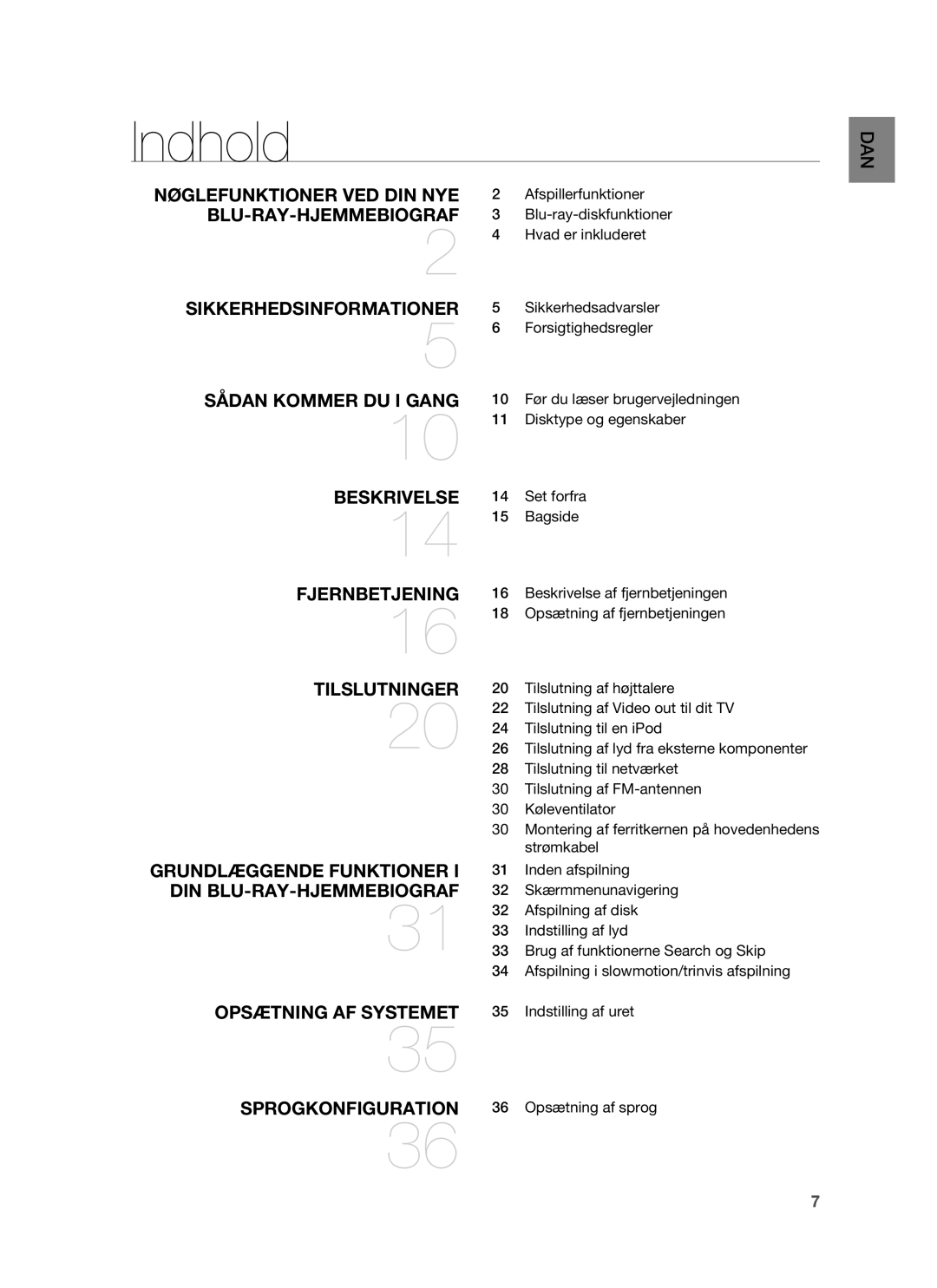 Samsung HT-BD6200R/XEE manual Indhold 