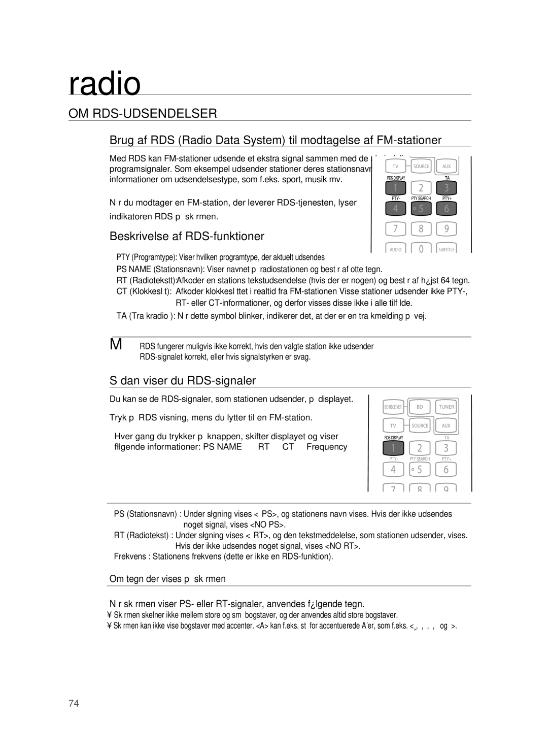 Samsung HT-BD6200R/XEE manual Om Rds-Udsendelser, Beskrivelse af RDS-funktioner, Sådan viser du RDS-signaler 