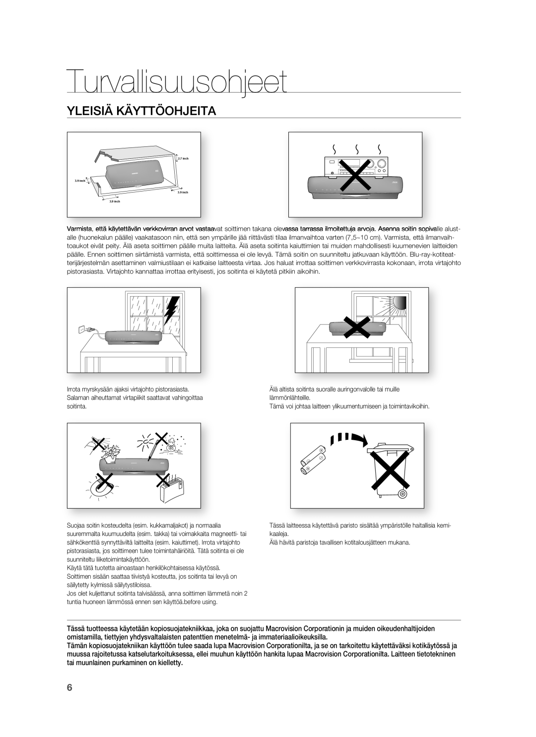 Samsung HT-BD6200R/XEE manual Yleisiä Käyttöohjeita 