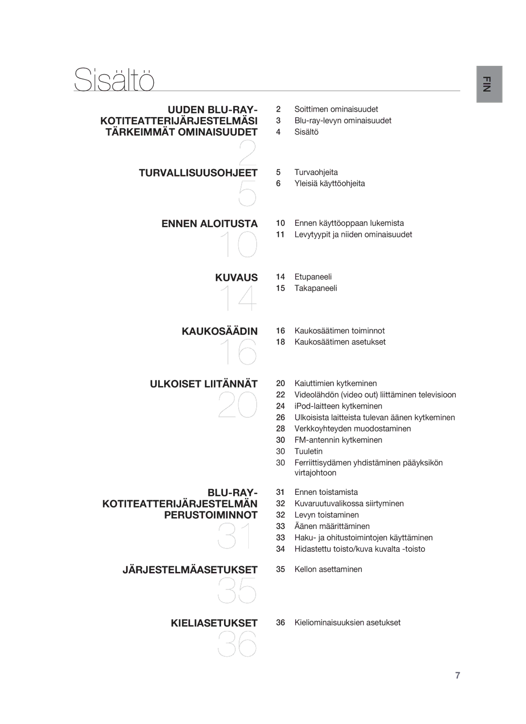 Samsung HT-BD6200R/XEE manual Sisältö 