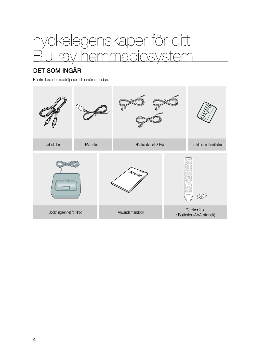 Samsung HT-BD6200R/XEE manual DET SOM Ingår 