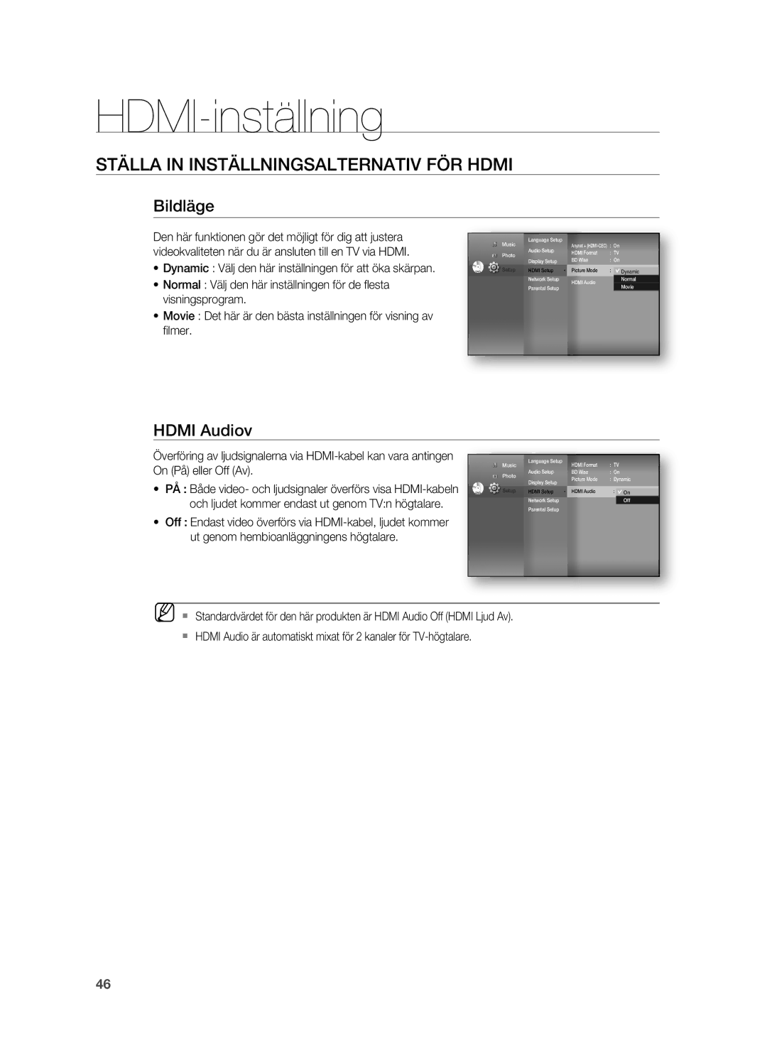 Samsung HT-BD6200R/XEE manual Bildläge, Hdmi Audiov 