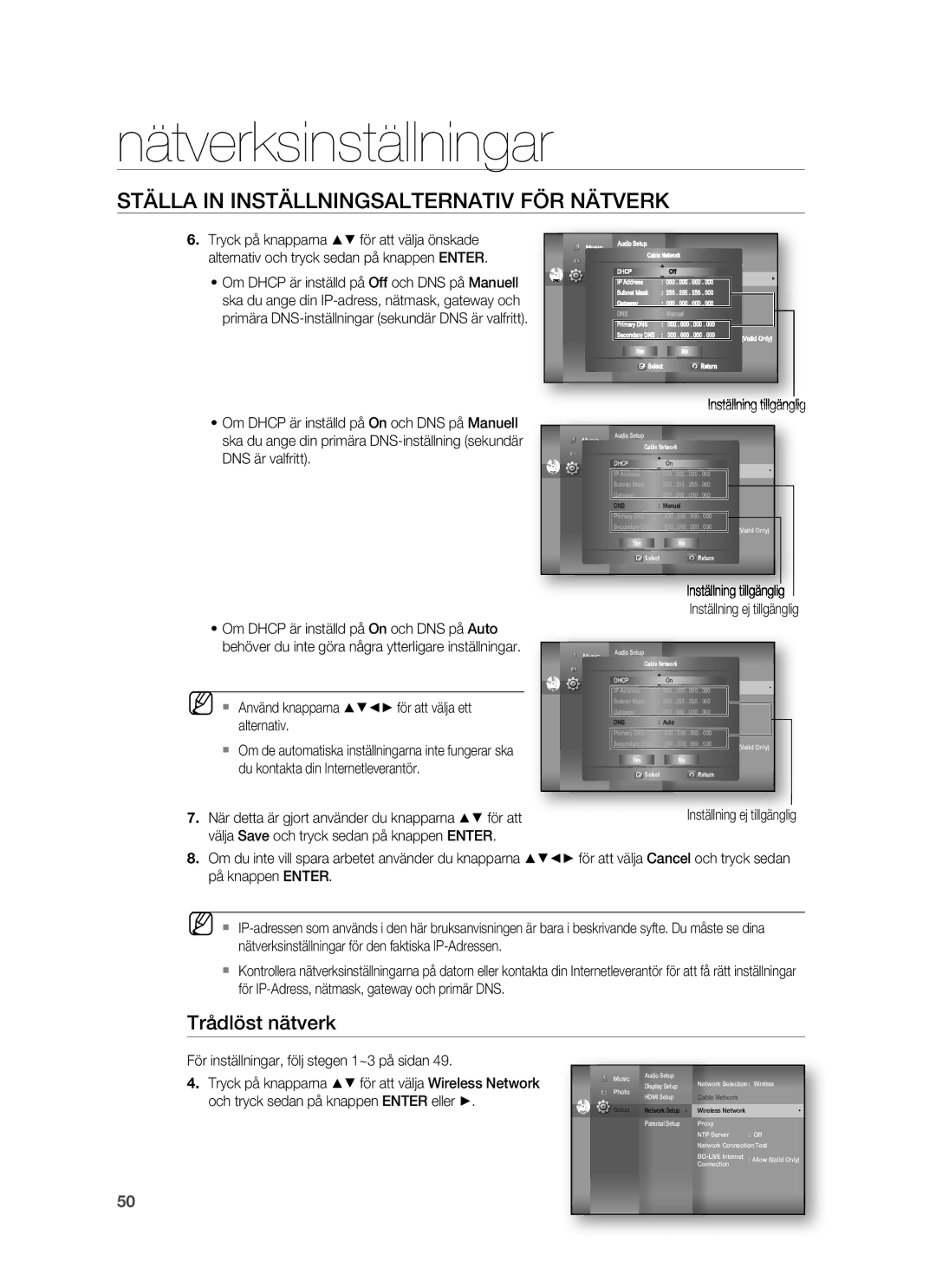 Samsung HT-BD6200R/XEE manual Trådlöst nätverk 