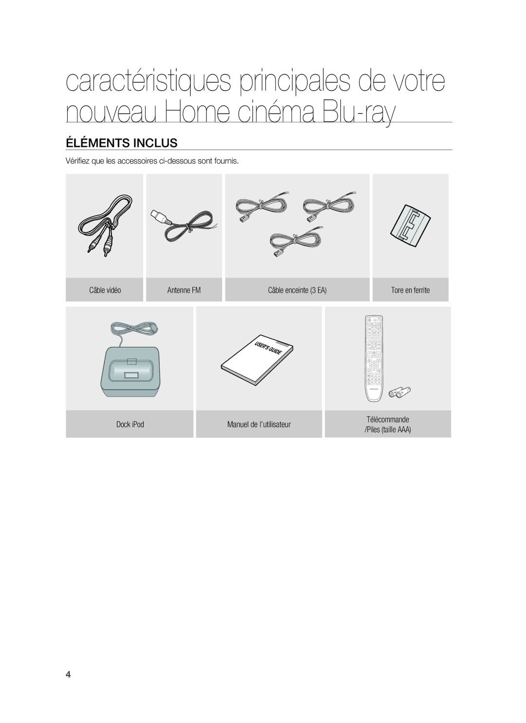 Samsung HT-BD6200R/XEF manual Éléments Inclus 