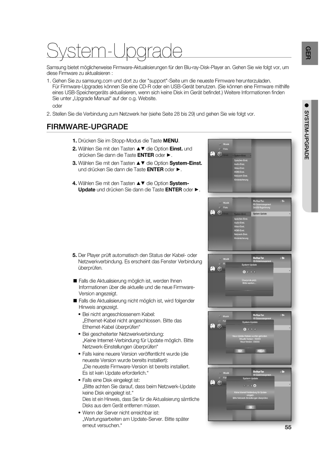 Samsung HT-BD6200R/XEF manual System-Upgrade, Firmware-Upgrade 