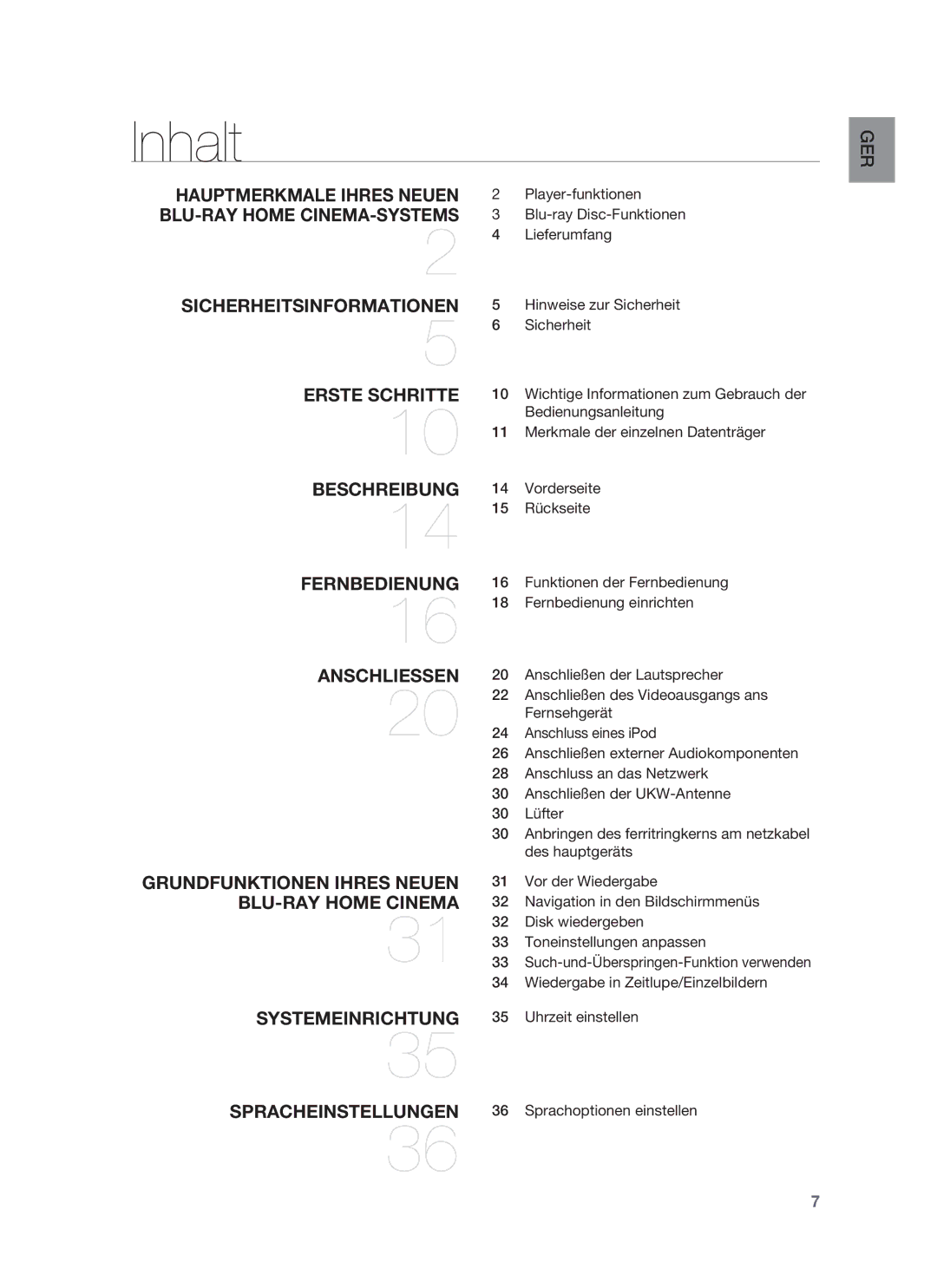 Samsung HT-BD6200R/XEF manual Inhalt 