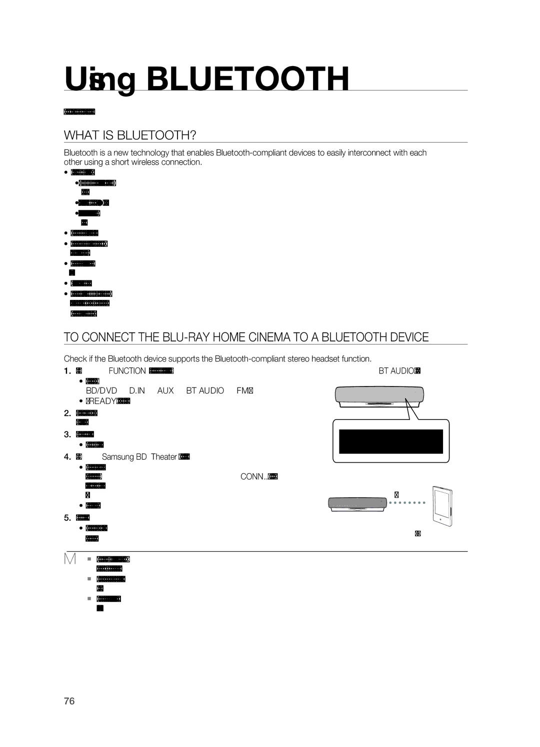 Samsung HT-BD7200R/XEF manual Using Bluetooth, What is Bluetooth?, To connect the Blu-ray Home Cinema to a Bluetooth device 