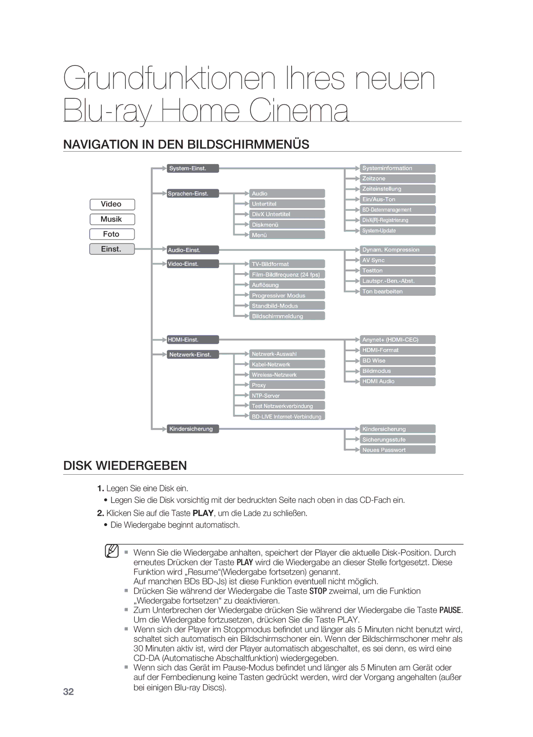 Samsung HT-BD7200R/EDC, HT-BD7200R/XEF manual Navigation in den Bildschirmmenüs, Disk wiedergeben, Bei einigen Blu-ray Discs 