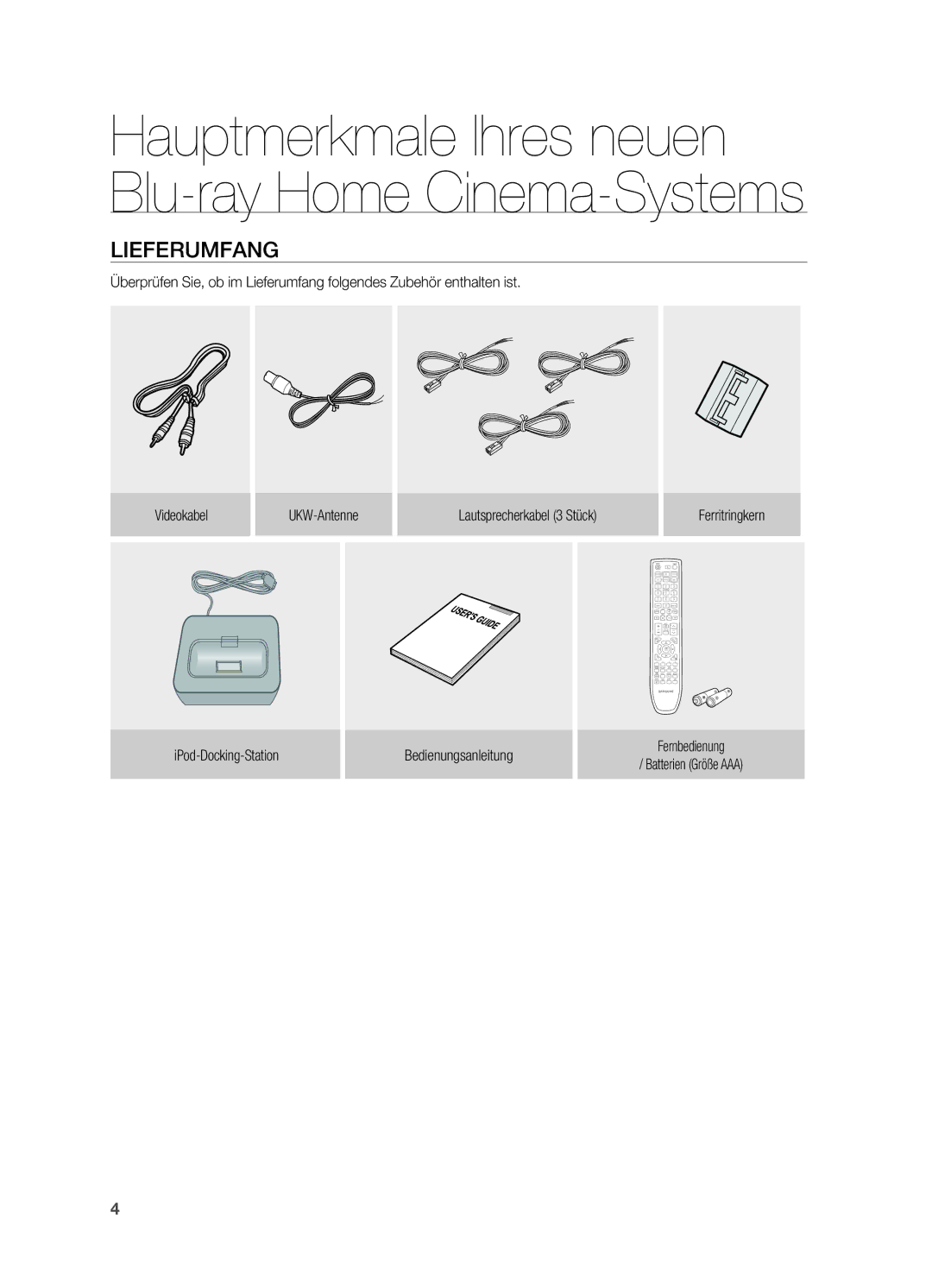 Samsung HT-BD7200R/EDC, HT-BD7200R/XEF manual Lieferumfang 