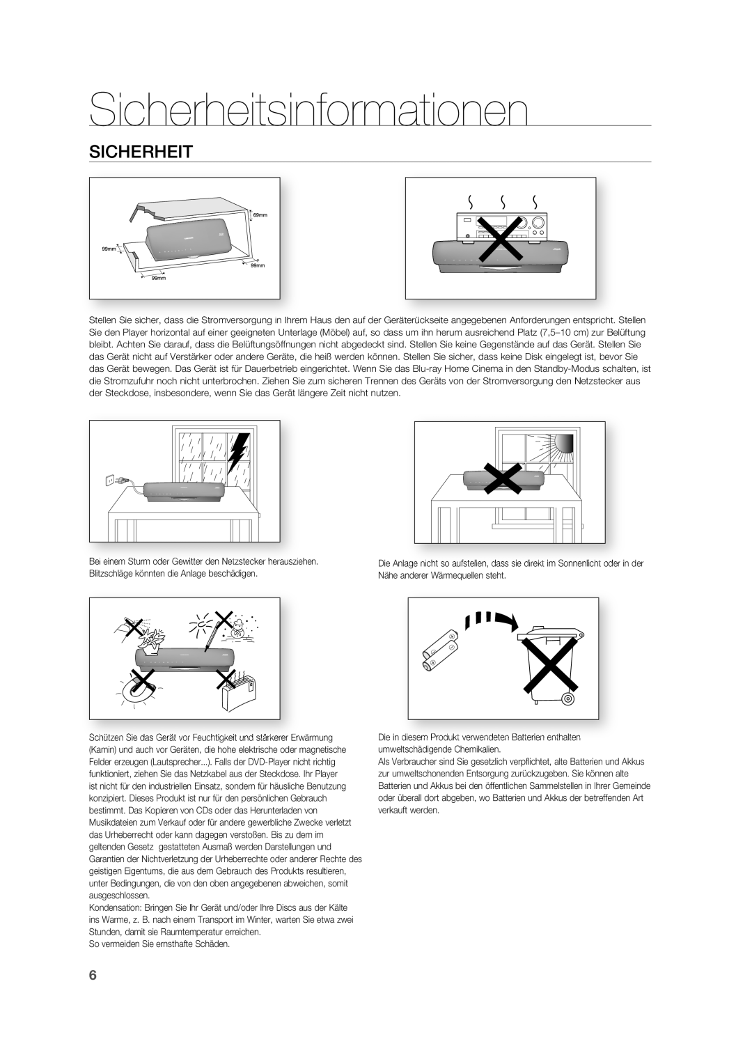 Samsung HT-BD7200R/EDC, HT-BD7200R/XEF manual Sicherheit 